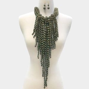 Olive Multi strand pearl necklace set